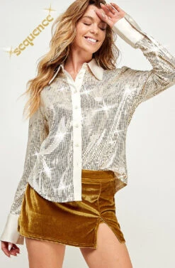 Satin, Embellished Sequin Shirt