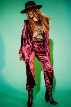 Deep Purple Metallic Finish Velvet Suit