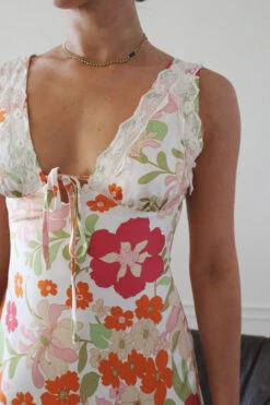 Floral Satin & Lace Maxi Dress