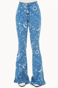 Sun And Stars Printed Flare Jeans