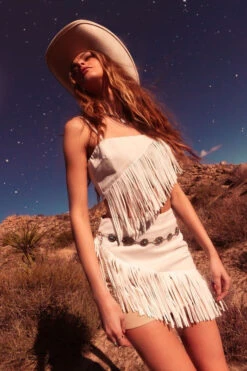 Cowgirl Crop Fringe Top & Fringe Mini Skirt