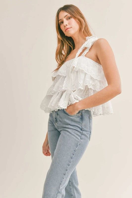 White Daisy Crop Ruffle Top 6 White Daisy Crop Ruffle Top - Image 6