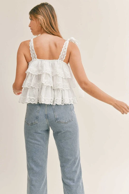White Daisy Crop Ruffle Top 5 White Daisy Crop Ruffle Top - Image 5
