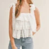 White Daisy Crop Ruffle Top