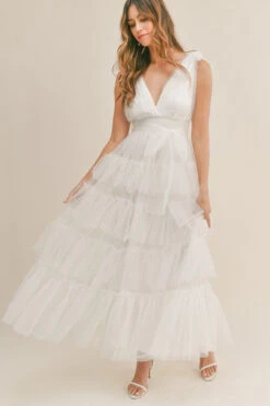 Wedding White Pearl Accented Gown