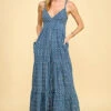Blue Tiered Wide Leg Jumpsuit