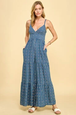 Blue Tiered Wide Leg Jumpsuit