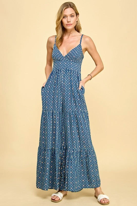 Blue Tiered Wide Leg Jumpsuit 1 Blue Tiered Wide Leg Jumpsuit