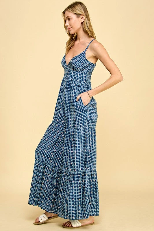 Blue Tiered Wide Leg Jumpsuit 2 Blue Tiered Wide Leg Jumpsuit - Image 2