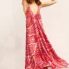 Pink Paisley Print Satin Dress