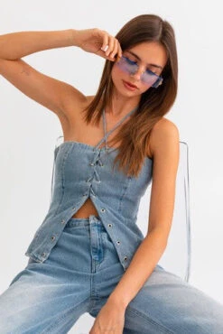 Denim Halter Neck Lace-up Top -Hippie Vibe Tribe Shop 18960020 067b46e7 31f7 4932 be25 6d46e1217e97 1