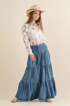 Denim Tiered Button Up Maxi Skirt -Hippie Vibe Tribe Shop 18976525 6b406afc 0ffe 4a54 a583 081c638200e2