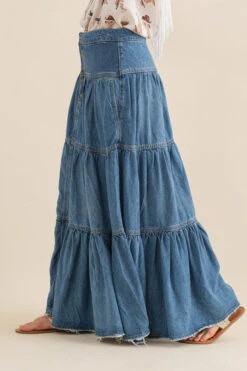 Denim Tiered Button Up Maxi Skirt -Hippie Vibe Tribe Shop 18976525 80d0af9b d413 44a9 b563 643e99e4a37a