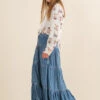 Denim Tiered Button Up Maxi Skirt