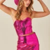 Metallic Pink Mini Crop Bustier.