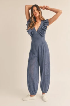 Navy Blue Ruffle Jumpsuit -Hippie Vibe Tribe Shop 19782870 11ec060b 00ba 4317 bd62 90301ade6348