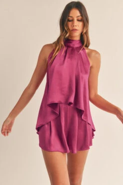 Magenta Satin Halter Top And Shorts -Hippie Vibe Tribe Shop 19787417 06b910b0 6e3b 4970 956d 9044f403a610