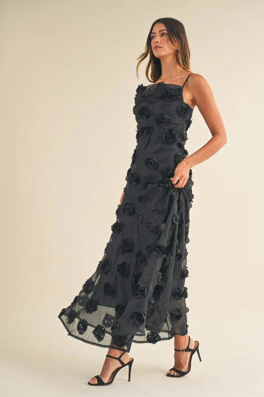 3D Applique Cowl Neck Flower Maxi Dress 3 3D Applique Cowl Neck Flower Maxi Dress - Image 3