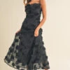 3D Applique Cowl Neck Flower Maxi Dress