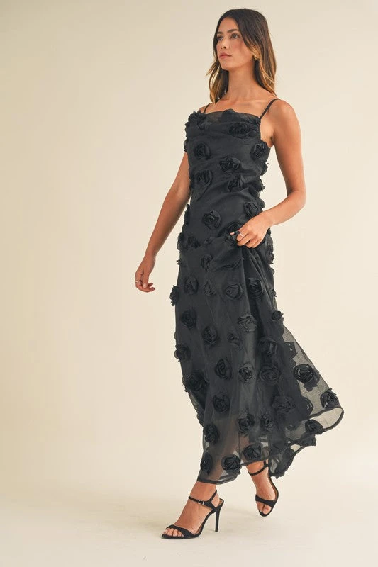 3D Applique Cowl Neck Flower Maxi Dress 5 3D Applique Cowl Neck Flower Maxi Dress - Image 5