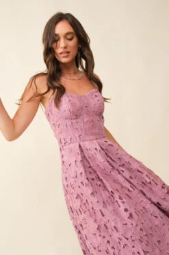 Orchid Purple Lace Floral Dress