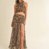 Leopard Print Skirt & Halter Top