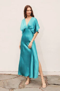 Lake Blue Satin Maxi