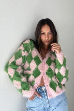 Fuzzy Checker Sweater