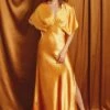 Gold Satin Maxi Dress