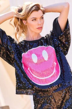 Happy Face Sequin Top