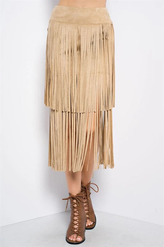 Faux Suede Fringe Skirt 1 Faux Suede Fringe Skirt