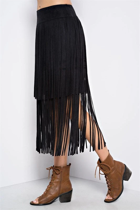 Faux Suede Fringe Skirt 4 Faux Suede Fringe Skirt - Image 4