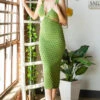 Green Crochet CutoutO-Ring Dress