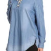 Denim Lace Up Blouse