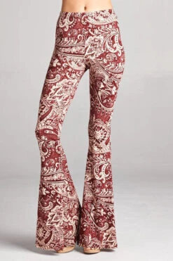 Paisley Print Hippie Pants -Hippie Vibe Tribe Shop 5953001 P2362 HW PRT RSJ BURGUNDY 1