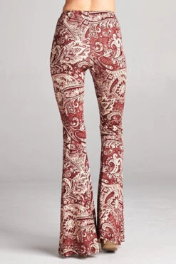 Paisley Print Hippie Pants -Hippie Vibe Tribe Shop 5953001 P2362 HW PRT RSJ BURGUNDY 4