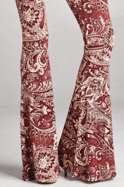 Paisley Print Hippie Pants -Hippie Vibe Tribe Shop 5953001 P2362 HW PRT RSJ BURGUNDY 5