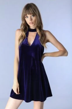Velvet Diamond Halter Dress