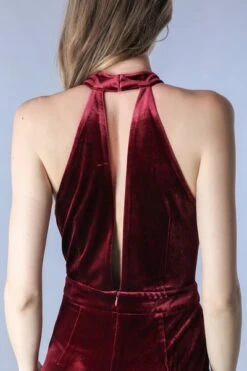 Burgundy Deep V-neck Jumpsuit -Hippie Vibe Tribe Shop 6042580 Y12404 DETAIL2