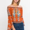 Romantic Open Shoulder Floral Blouse