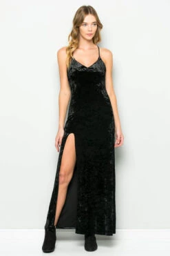 Holiday Black Crushed Velvet Maxi