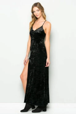 Holiday Black Crushed Velvet Maxi -Hippie Vibe Tribe Shop 6240451 D404BK 4 1