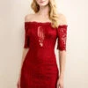 Lace Off-Shoulder Mini-Dress