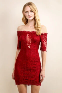 Lace Off-Shoulder Mini-Dress