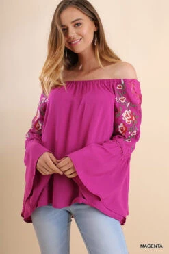 Fiesta Vibe Embroidered Off Shoulder Blouse