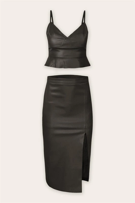 Leather Crop Top & Skinny Skirt. 3 Leather Crop Top & Skinny Skirt. - Image 3