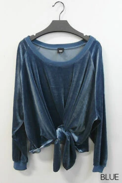 Velvet Front Tie Pullover