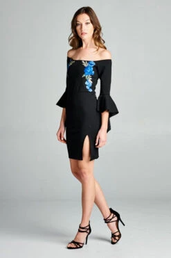 Black Embroidered Off-Shoulder