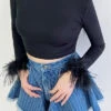 Lush Feather Trim Crop Top