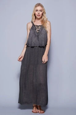 Boho-Chic Grey Maxi Dress